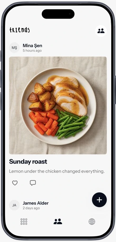 Plate food diary screens inside an iPhone.